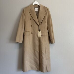 Mango Selection NWT Abrigo Paraiso Premium Wool Blend Double Breasted Coat Camel